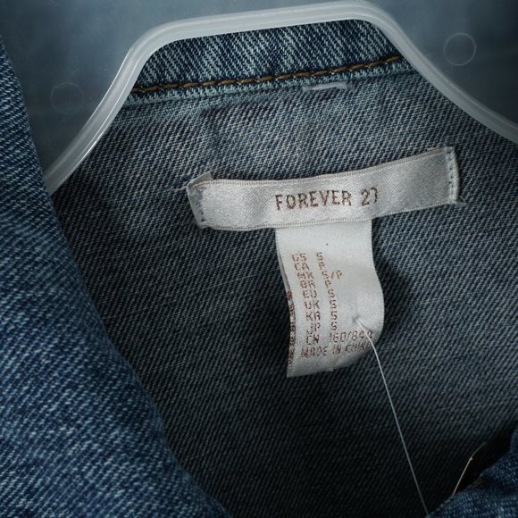 #10 Fover 21 Women's Denim Jeans Jacket - Picture 3 of 10